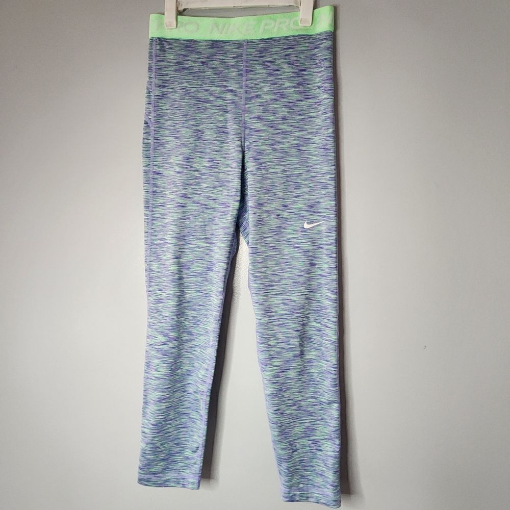 NIKE WOMEN PRO SPACE DYED SAPPHIRE TIGHT FIT LEGGING PANTS SZ SMALL